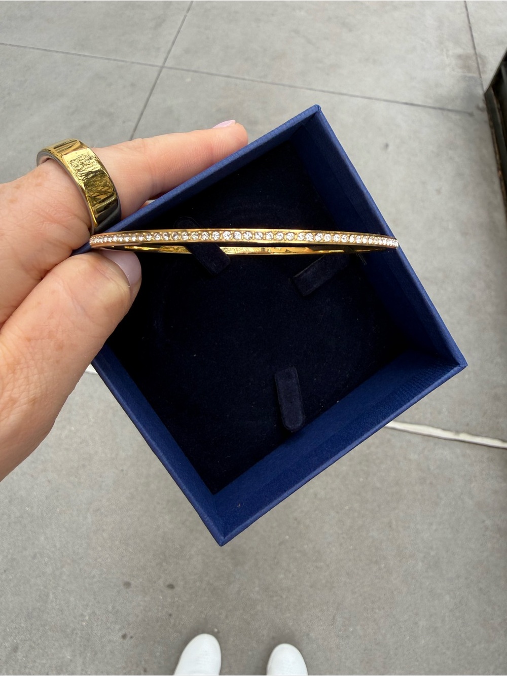 Swarovski Gold Tone Round Bangle Bracelet - Picture 3 of 6